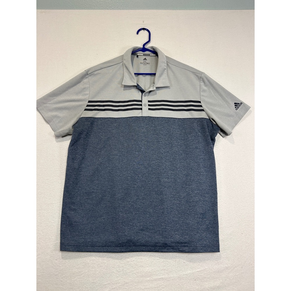 Adidas Mens Performance Golf Polo Shirt Gray Navy Blue 2XL DZ8520